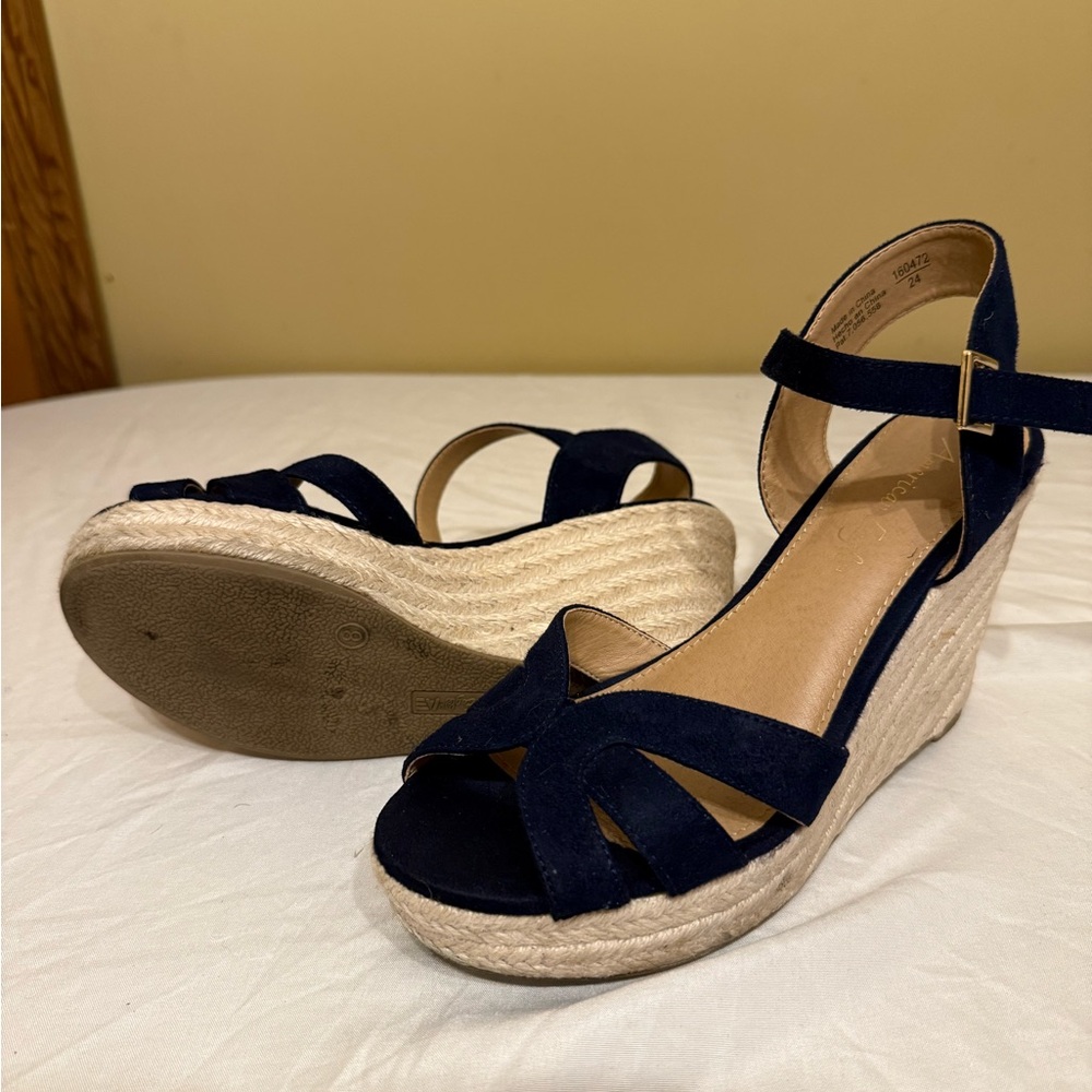 American Eagle Navy Wedge Sandals